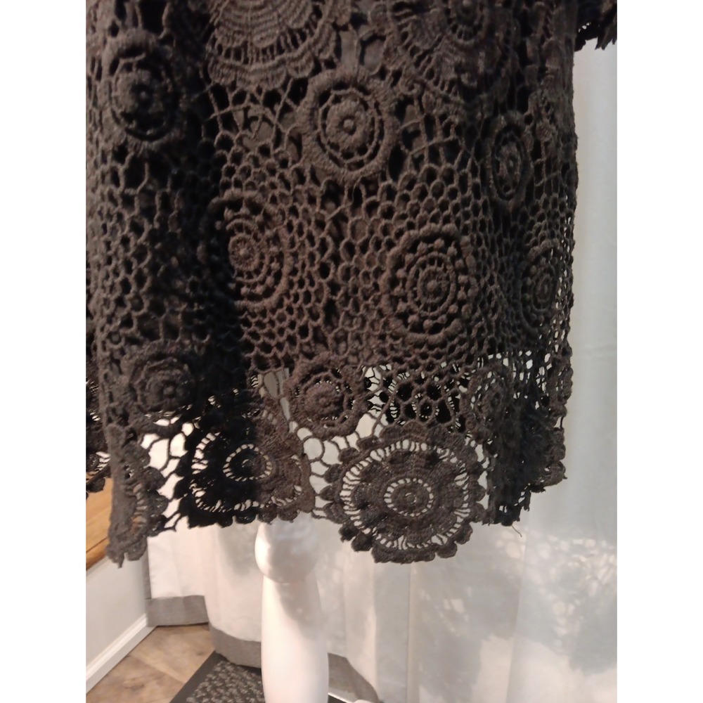 Zara Crochet Mini Dress Floral Black Retro Y2k - Picture 3 of 13